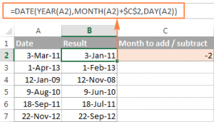 Adding and subtracting days, weeks, months and years in Excel