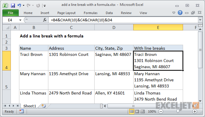 Додавання розривів рядків у Microsoft Excel