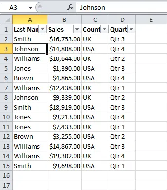 Advanced filter in Excel