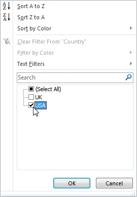 Advanced filter in Excel