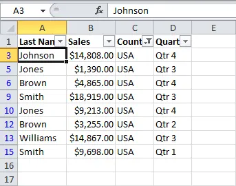 Advanced filter in Excel