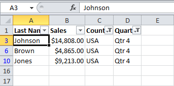 Advanced filter in Excel