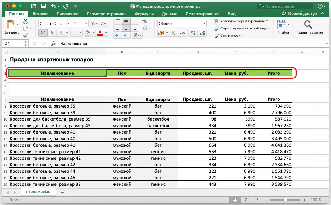 Advanced filter in Excel. How to apply, how to cancel advanced filtering