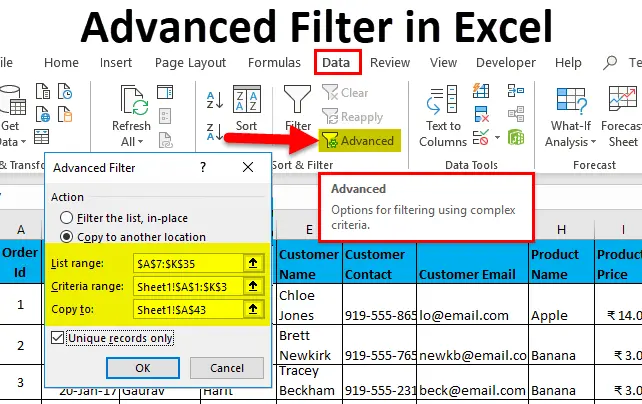 Advanced filter in Excel. How to apply, how to cancel advanced filtering