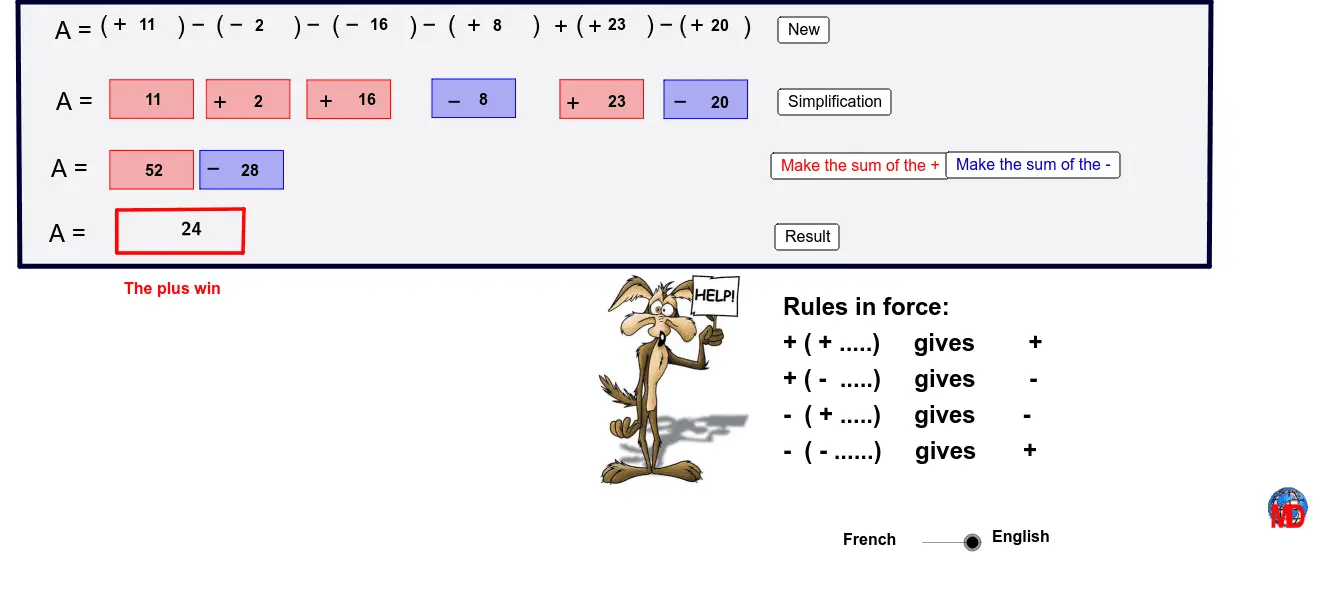 Algebraic sum