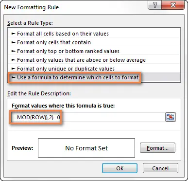 Alternating Rows and Columns in Excel