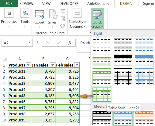 Alternating Rows and Columns in Excel