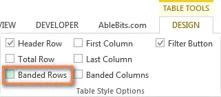 Alternating Rows and Columns in Excel