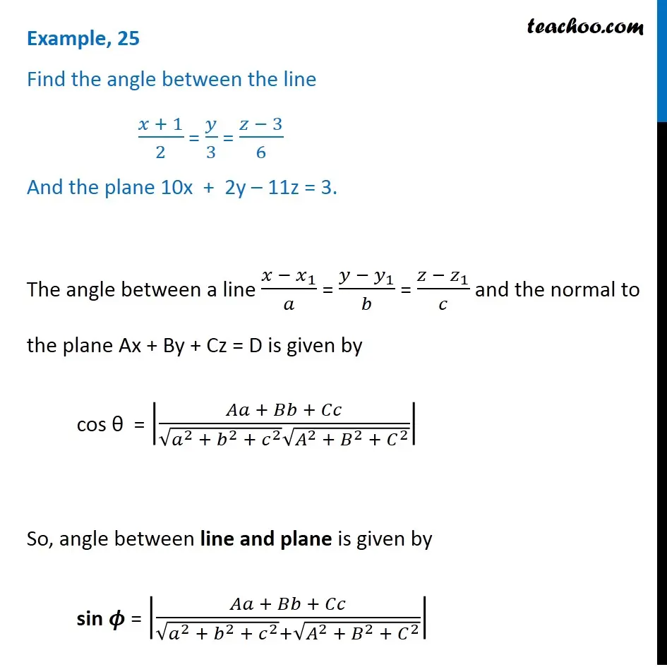 Angle between line and plane