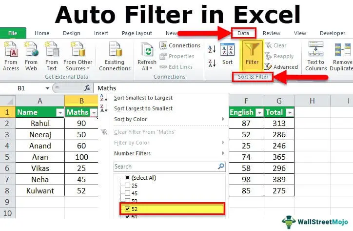 Applying and configuring the AutoFilter feature in Excel