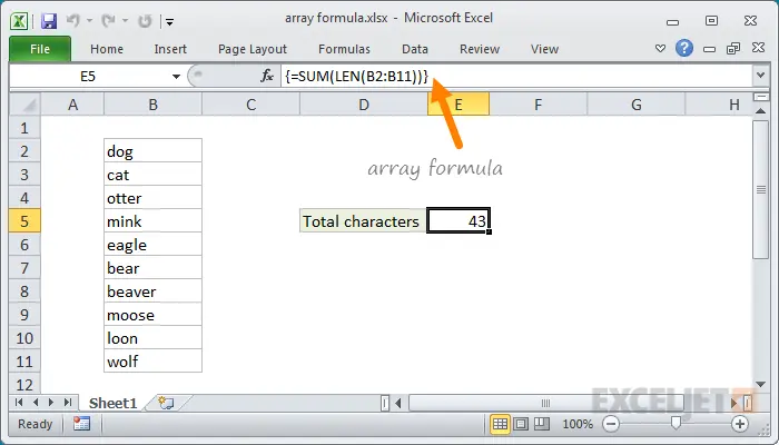 Applying array formulas in Excel