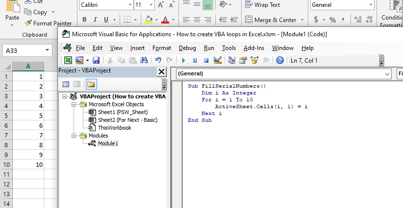 Applying VBA Loops in Excel