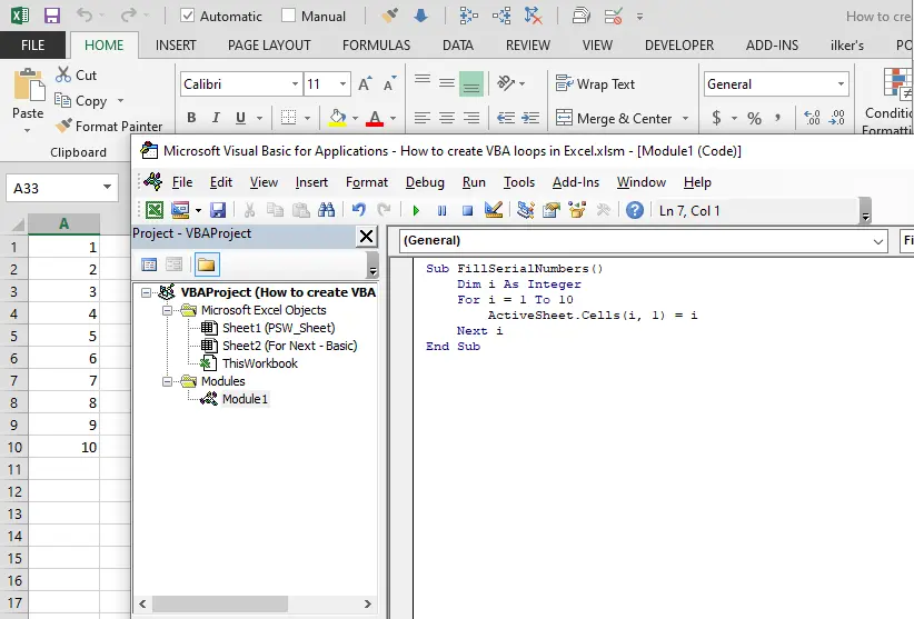 Applying VBA Loops in Excel