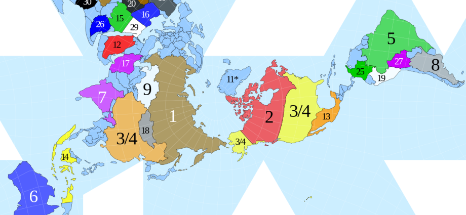 Areas of the countries of the world: table