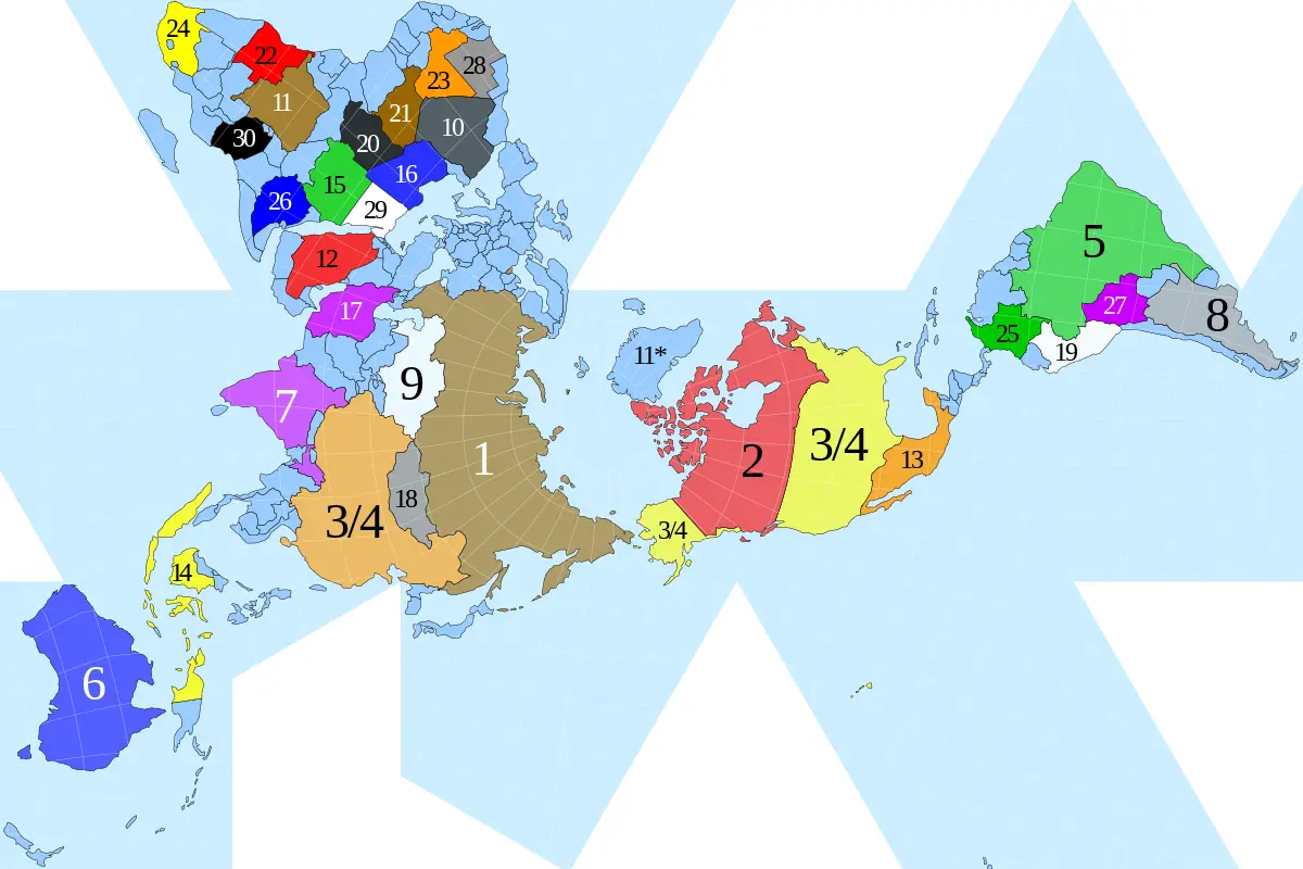 Areas of the countries of the world: table