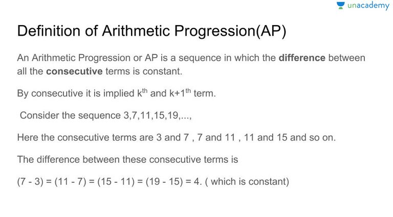Arithmetic progression: definition, formulas, properties