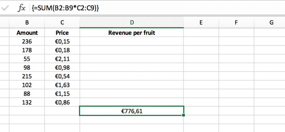 Array formulas