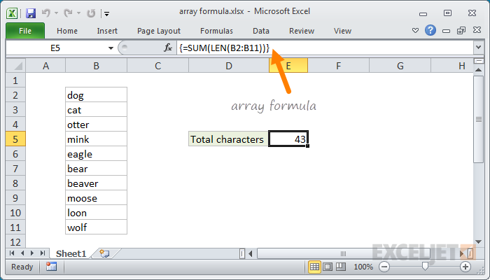 Array formulas in Excel