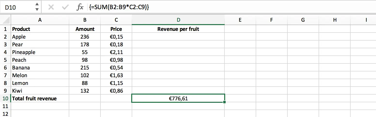 Array formulas