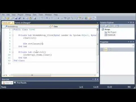 Arrays in Visual Basic for Application