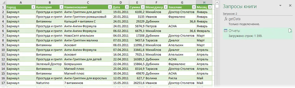 Assembling tables from different Excel files with Power Query