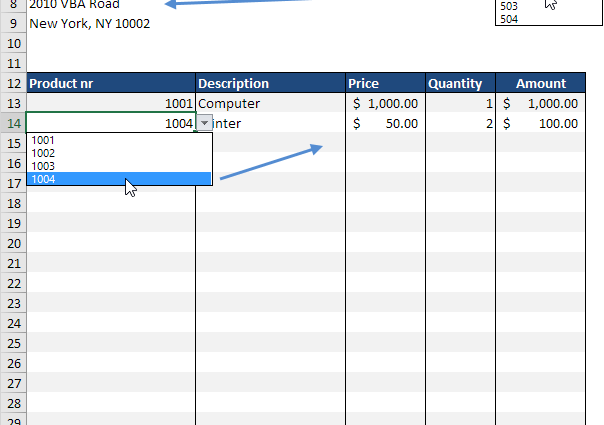 Automated Invoice in Excel