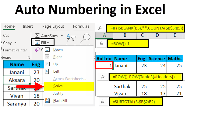 Excel 中的自动行编号。 在 Excel 中设置自动行号的 3 种方法