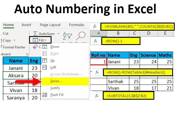 Automatic line numbering in Excel. 3 ways to set up automatic line numbering in Excel