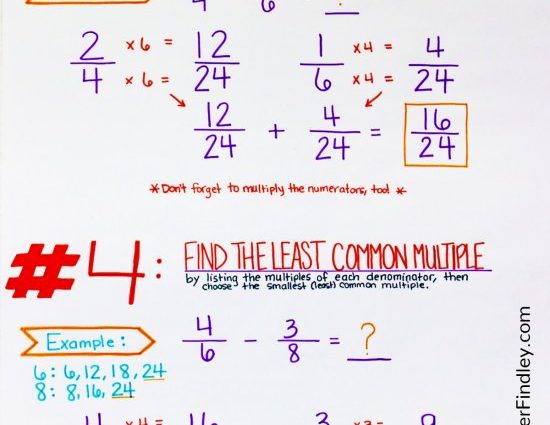 Bringing fractions to a common denominator