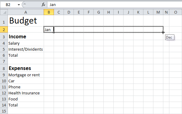 Budget in Excel