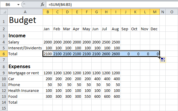 Budget in Excel