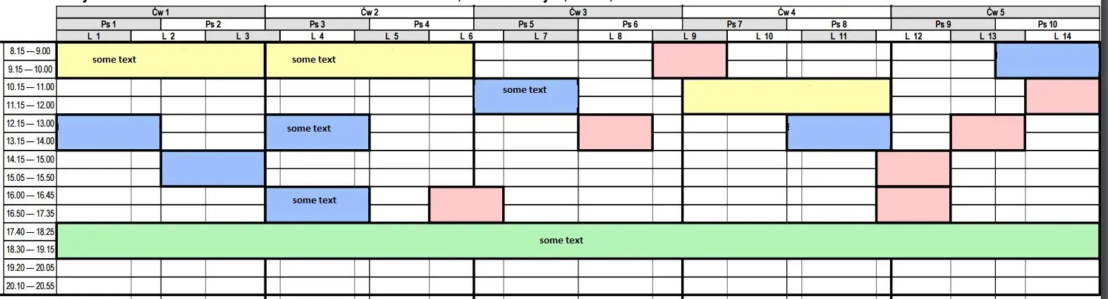 Build tables with different headers from multiple books