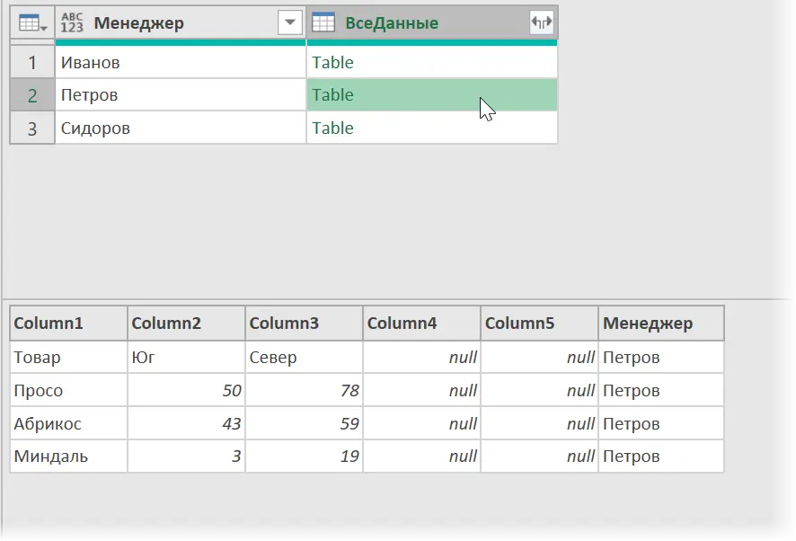 Building multiformat tables from one sheet in Power Query