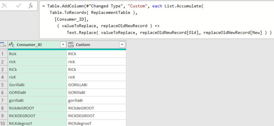 Bulk text replacement in Power Query with List.Accumulate function