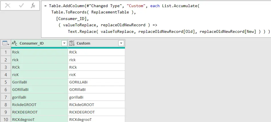 Bulk text replacement in Power Query with List.Accumulate function