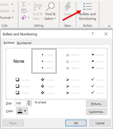 Sing menu. Making a Bullet and numbered list. How do you create a list with Bullet points (without numbers)?. Making a Bullet and numbered list Test.