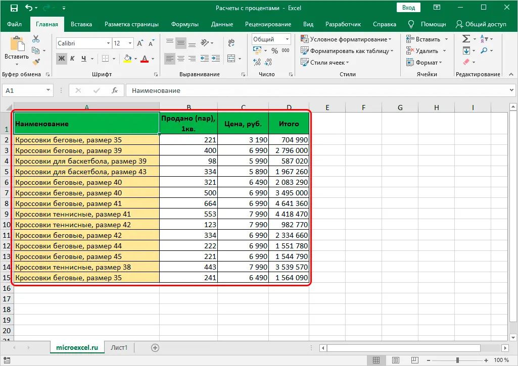 Calculate Percentage of Number and Share in Excel