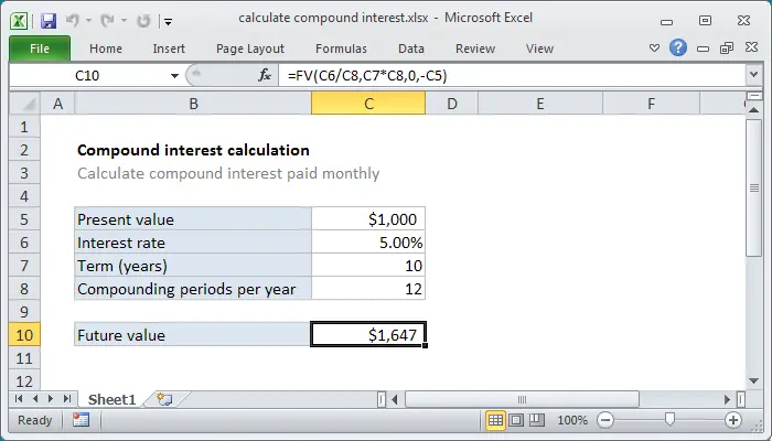 Calculating Compound Interest in Excel