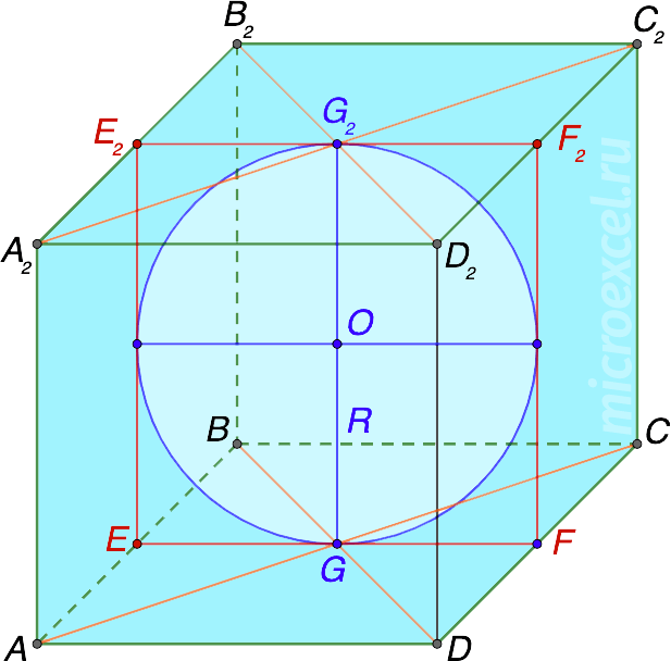 Calculator for calculating the radius of a ball (sphere) inscribed in a cube