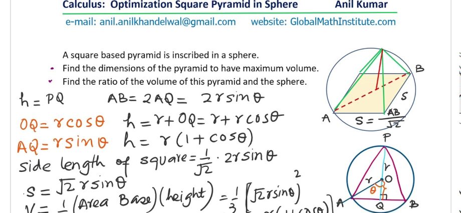 Calculator for calculating the radius of a ball (sphere) inscribed in a pyramid