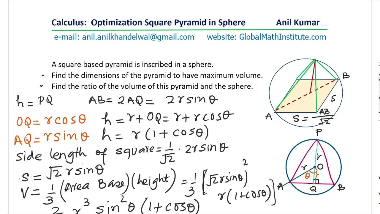 Calculator for calculating the radius of a ball (sphere) inscribed in a pyramid