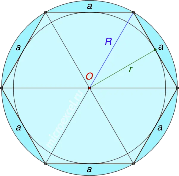 Calculator for calculating the side of a regular polygon using the radii of circles