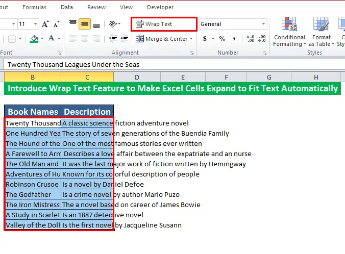 Cell expansion in Excel with different methods