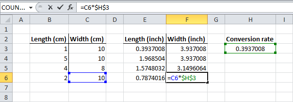 Cell references in Excel