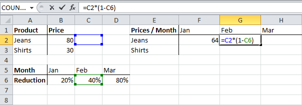 Cell references in Excel