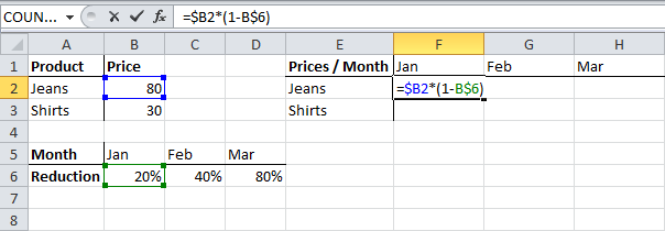 Cell references in Excel