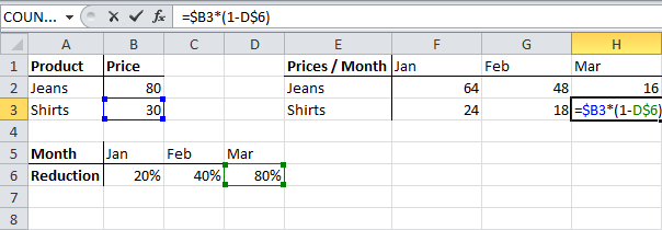 Cell references in Excel