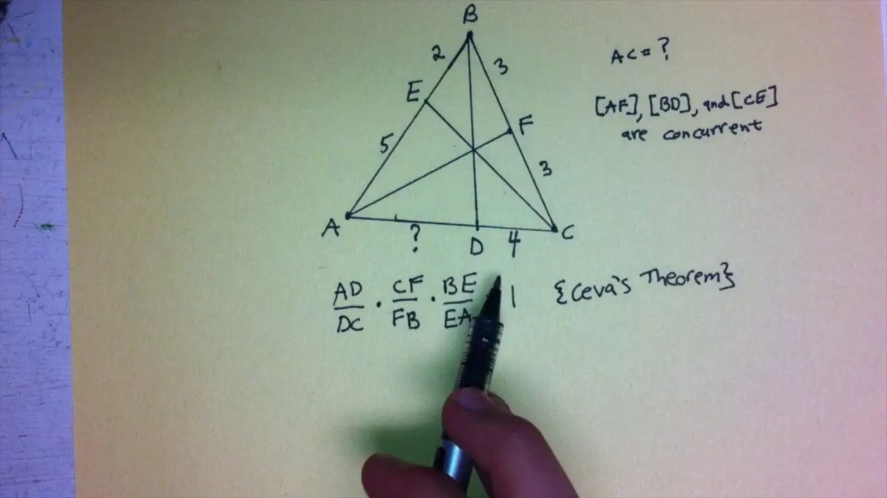 Ceva&#8217;s theorem: formulation and example with solution