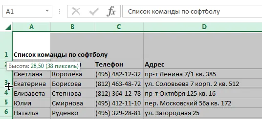 Change column width and row height in Excel