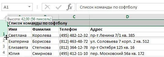 Change column width and row height in Excel